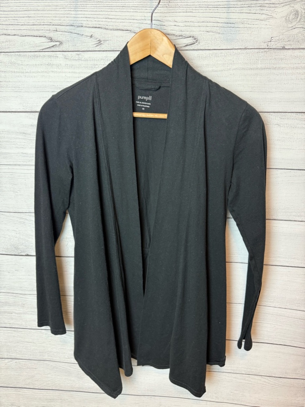 J. Jill Black Open-Front Lightweight Cardigan Soft Jersey EUC Perfect forTravel